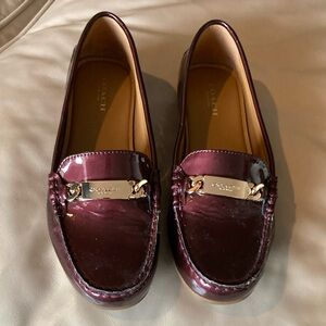 Coach Burgundy Loafers with Gold Accents